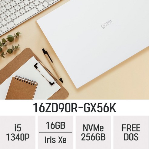 16zd90sp-gx56k LG전자 2023 그램16 16ZD90R-GX56K, Free DOS, 16GB, 256GB, 코어i5, White