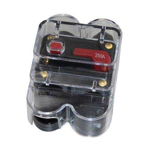 YSSHOP 자동차 스테레오 오디오 회로 차단기 퓨즈 인라인 12V DC 자동차 A/V 시스템, 250A, 블랙, 플라스틱