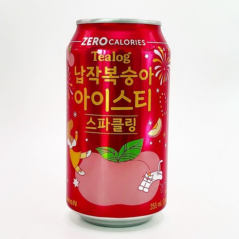 티로그 제로칼로리 납작복숭아 아이스티 스파클링, 48개, 355ml