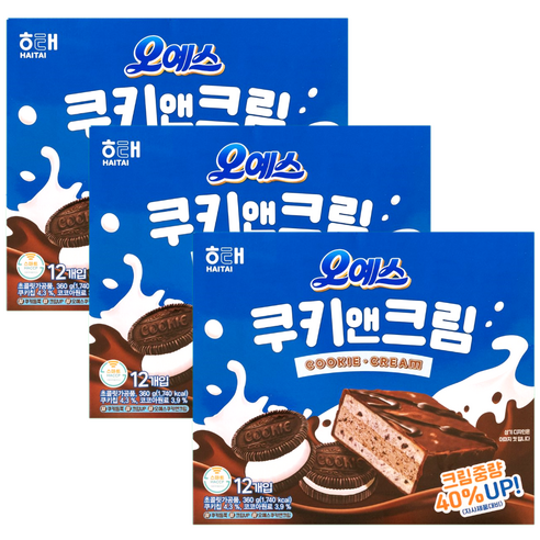 해태제과 오예스 쿠키앤크림, 360g, 4개