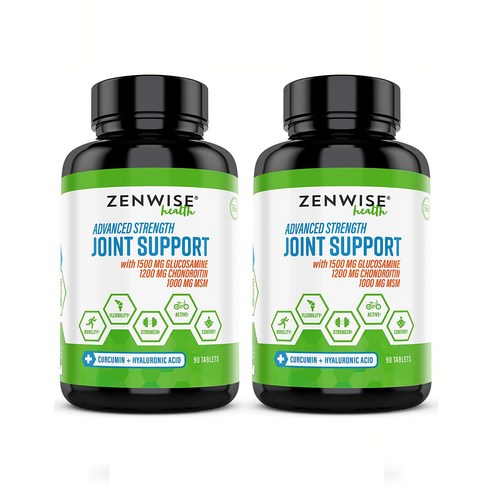 1+1 젠와이즈 땡와이즈 조인트서포트 MSM 식이유황 콘드로이친 글루코사민 보스웰리아 Zenwise Joint Support 90정, 2개