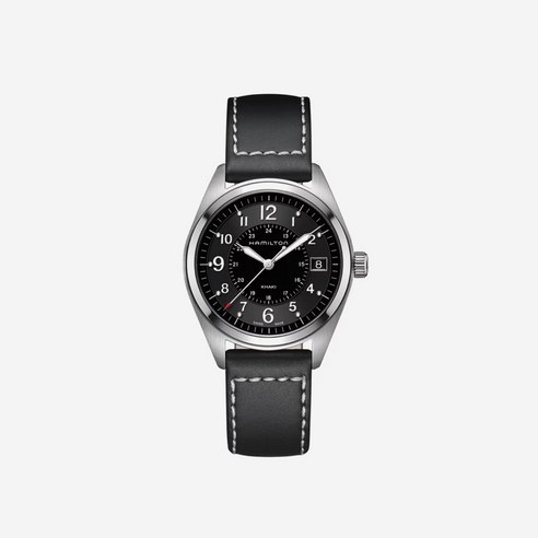 해밀턴 카키 필드 쿼츠 40mm 스테인리스 스틸 카프 레더 블랙