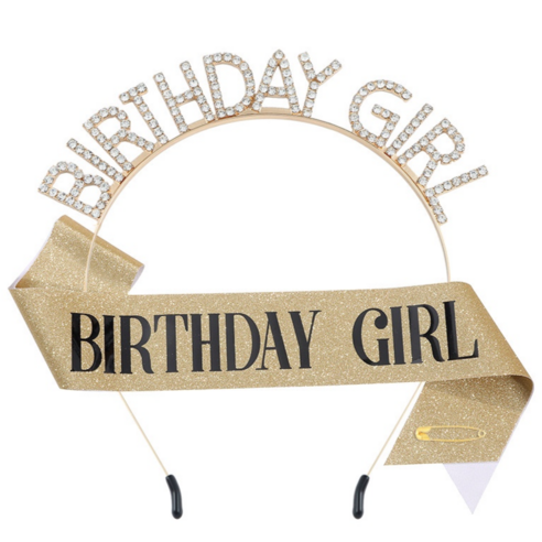 해피벌스데이 티아라 생일파티머리띠 공주 생일 머리띠 왕관 셀프사진 소품, 1개, 골드