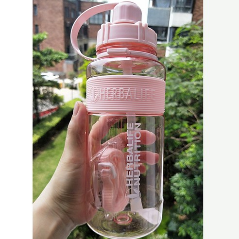 [XIG] 1000ml Herbalife 영양 스포츠 하이킹 물병 피트니스 밀짚 식품 등급 플라스틱 물병, 육군 녹색