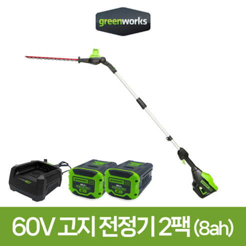 그린웍스 60V 고지전정기 세트 구성 장대 전정가위 전정톱 울타리 잔가지 정리, 8ah 2팩(베어툴+8ah배터리 2개+충전기), 1개