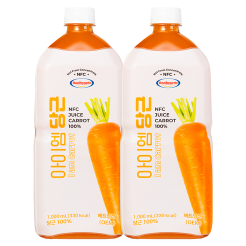 보넬드 아이엠 당근주스 100% NFC, 1L, 2개