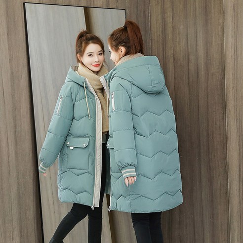 여성 면직물 재킷 Ins 홍콩 스타일 중간 길이 새로운 한국어 스타일 느슨한 겨울 유행 코튼 패딩 자켓 빵 코트 코튼 패딩 코트