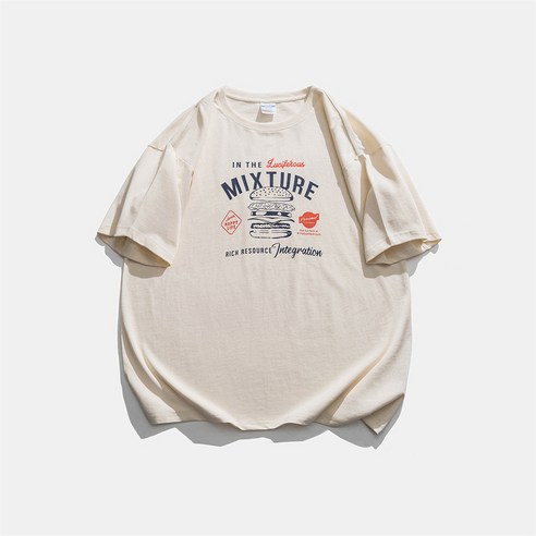 KORELAN 고풍스러운 일본계 뉴트럴 버거 린트 티셔츠 남 인즈 트렌디 캐주얼 코디