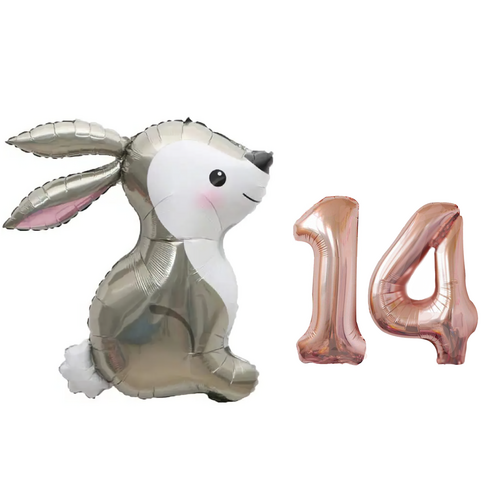 파파 파티 곰돌이 토끼 풍선 생일 파티 숫자 풍선 세트, 토끼 14, 1세트