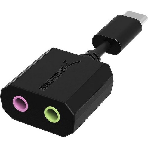 SABRENT USB 외부 스테레오 사운드 어댑터(AU-MMSA) Windows Mac용, USB-C_스테레오 사운드 어댑터, 1개