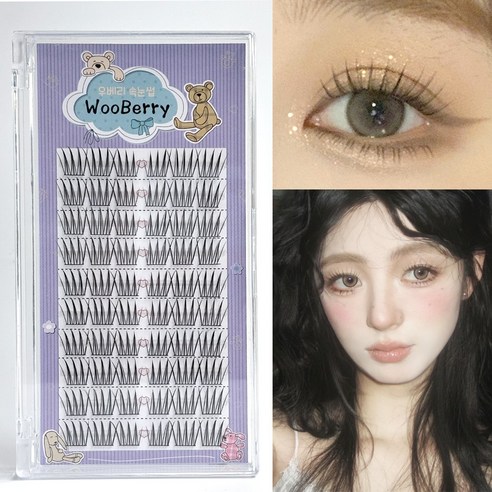 우베리 인조 가닥속눈썹 아이돌 포인트래쉬 A형 자연스러운 속눈썹연장 대용량 아이래쉬 10줄 60모, 4개