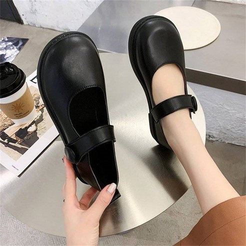 besteffie 메리제인슈즈 봄 여성 라운드 메리제인통굽 스트랩 메리제인 플랫슈즈 메리제인구두 E15