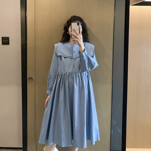 임산부의 봄 드레스 가을 드레스 숄 칼라는 외출 할 때 간호 셔츠 치마가 될 수 있습니다.