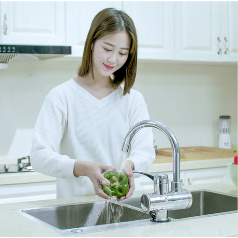 전기 순간온수기 가정용 사무실 온수 세면대 따뜻한 온수기계, 싱크대 가로형