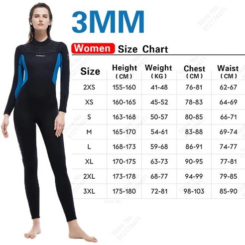 서핑 슈트 스킨스쿠버 서핑웻슈트 남성 원피스 네오프렌 잠수복 프리미엄 3MM 스쿠버 다이빙 낚시 스피어피싱 카이트서핑 여성, [01] XS, [08] Black Women 30191