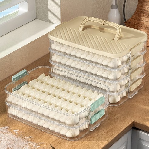 GUDU 밀폐 냉장고 보관 용기 신선도 유지 박스 생선 만두 떡 보관용기 김밥재료보관용기, 페이지 4단, 6개, 1개