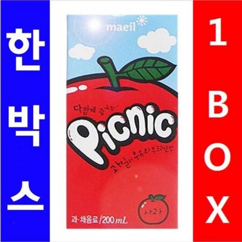   매일 피크 닉 사과팩 200ml 1박스(24개), 24개