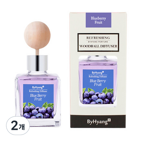 바이향 리프레싱 우드볼 디퓨져, 블루베리프릇, 100ml, 2개