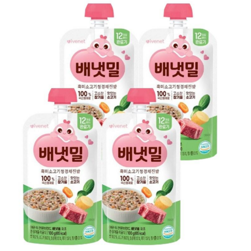 베베쿡 한우 미역국 진밥 실온이유식 완료기 100g, 4개