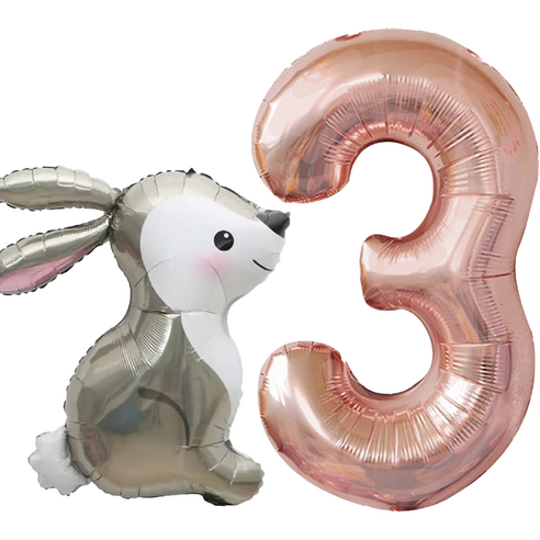 파파 파티 곰돌이 토끼 풍선 생일 파티 숫자 풍선 세트, 토끼 3, 1세트
