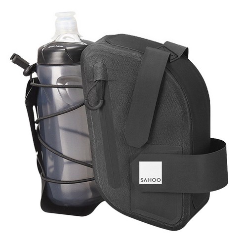 Xzante Sahoo 물병 포켓이있는 1.5L 자전거 안장 가방 방수 휴대용 꼬리 후면 팩 홀더 액세서리, 검은 색