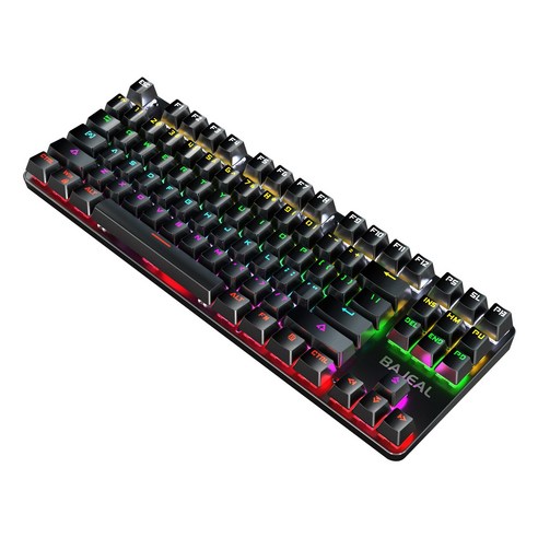 Retemporel BAJEAL RGB 백라이트 효과가있는 기계식 게임용 키보드 87Keys 게이머에게 적합한 USB 유선 키보드 블랙 A, 검정, ABS