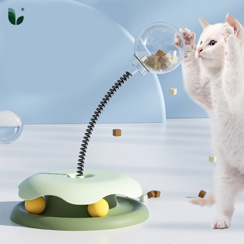 [LxU] 고양이 펀칭 스윙 장난감 간식기, 1개, 그린