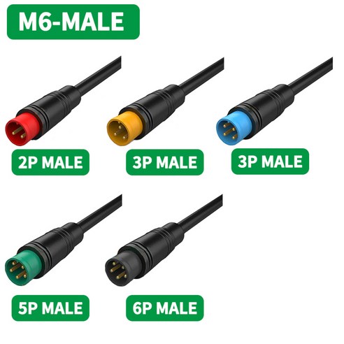 자전거 스크린 충전 케이블 M6 M8 Julet 센서 커넥터 플매트 카펫 러그 수컷 암컷 방수 내비게이션 신호 20cm 5 세트 10, [03] 100 Sets, [05] 6P, [01] M6 Male 20CM