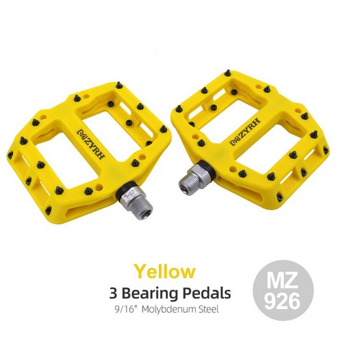 MZYRH-초경량 씰 베어링 자전거 페달 사이클링 나일론 로드 bmx Mtb 페달 플랫 플랫폼 자전거 부품 액세서리, MZ926 Yellow, 하나