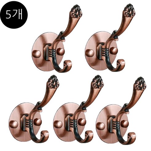 kelake 5P 유럽식 풍격 스테인리스강 벽옷걸이 후크, 5개 적동 A