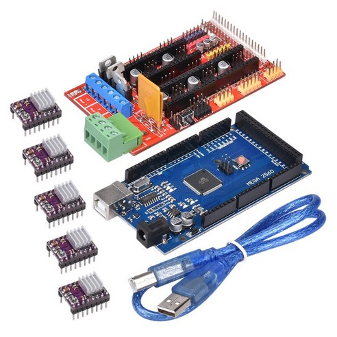 Retemporel 3D 프린터 제어 보드 키트 2560 R3 개선된 + 램프 1.4 방열판이 있는 Drv8825 드라이버, 보여진 바와 같이