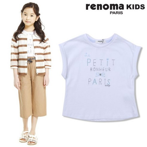 레노마 키즈 여아 소매롤업반팔티셔츠 R1921T114