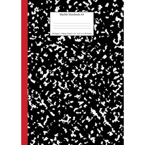 (영문도서) Marble Notebook A4: Black and Red Spine College Ruled Journal Paperback, Young Dreamers Press, English, 9781989790588