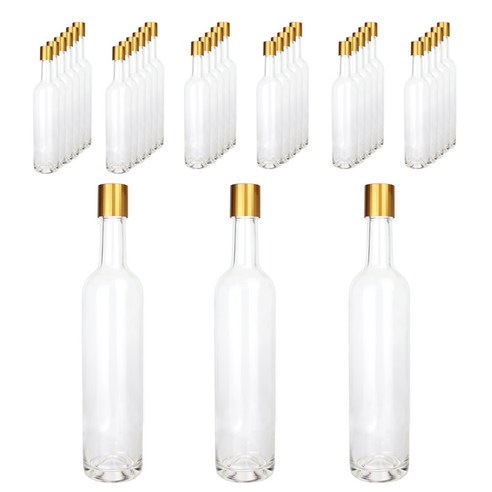 가인글로벌 와인500 투명병 + 스탬핑 롱캡 골드, 35개, 500ml