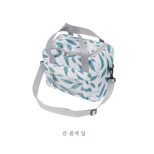 ZZJJC 아이스팩 토트 런치 피크닉 백 퓨어컬러 쿨러백 알루미늄 필름 파우치 아이스팩, 오버사이즈 화이트 낙엽