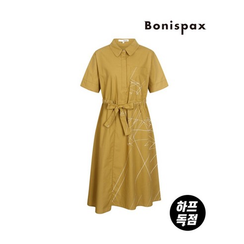보니스팍스 본사직영 프린트 허리밴딩 반팔 원피스-BB22OP010