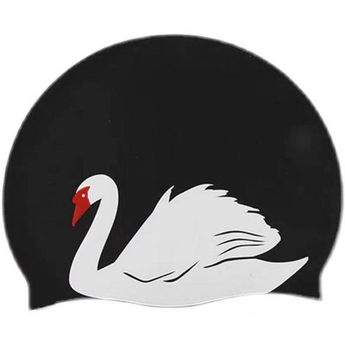 수영 모자 방수 귀 보호 전문 편안한 성인 수영 모자, 65G 성인 수영 모자, 검은 백조는 코 클립 귀마개를 선물합니다.