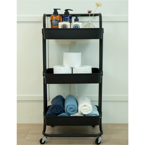 심플앤 이동식 핸드 트롤리 3단, 메탈블랙