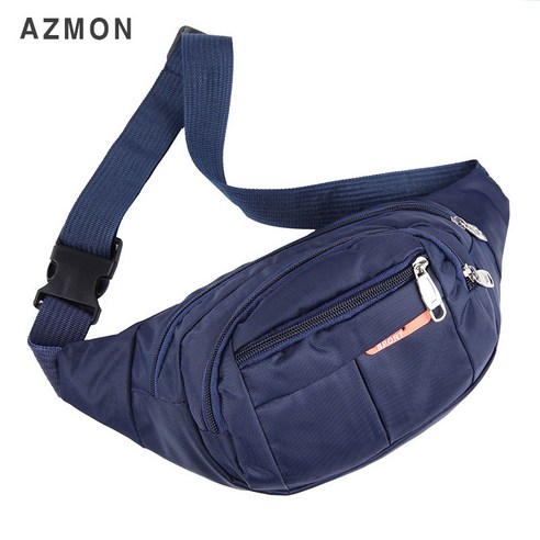 AZMON 캐주얼 원컬러 멀티포켓 미니힙색 다용도 스포츠 웨이스트백 2.5L, 네이비, 1개