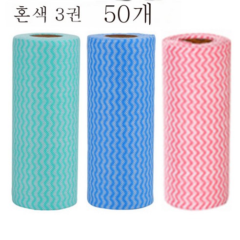 DFMEI 일회용 걸레 키친 페이퍼 가사 청소용 부직포 행주 붙지 않는 기름 행주, 혼합 색상 3 롤