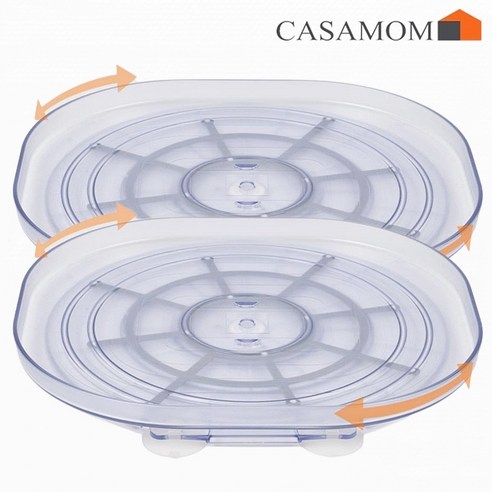 [TV홈쇼핑] 까사맘 냉장고 턴테이블 (2개) 수납 정리대 돌리돌리 360 회전 트레이, 2개, 2개