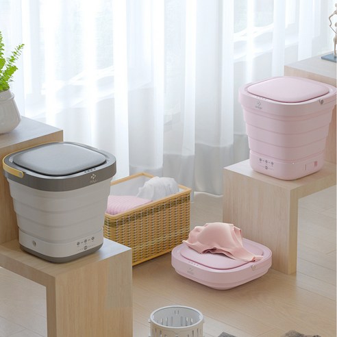 샤오미 MOYU 접이식 휴대용 미니세탁기 아이사랑 기저귀세탁기 1인세탁기, 핑크