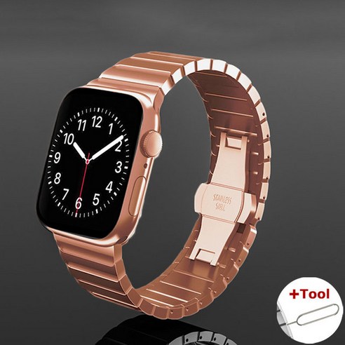 애플워치 se2 44mm 스트랩 se2스트랩 여름 스테인레스 스틸 apple watch, 38mm 40mm 41mm, 나비 링크 rg