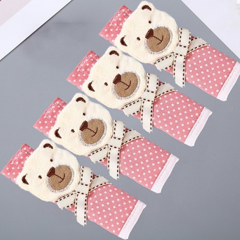 정전기 방지 곰돌이 리본 문고리 커버 세트, 블루, 2개 문손잡이커버