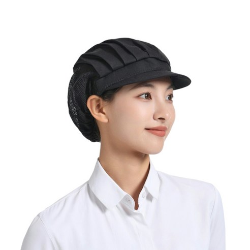 유피 모자 조리 요리사 위생 복 주방 일회용 일식 공장 카페 에어매쉬 두건, 반망사 블랙, 1개