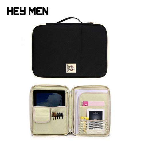 헤이맨 갤럭시탭 S7 플러스 S6 라이트 멀티 오거나이저 파우치 가방, 블랙