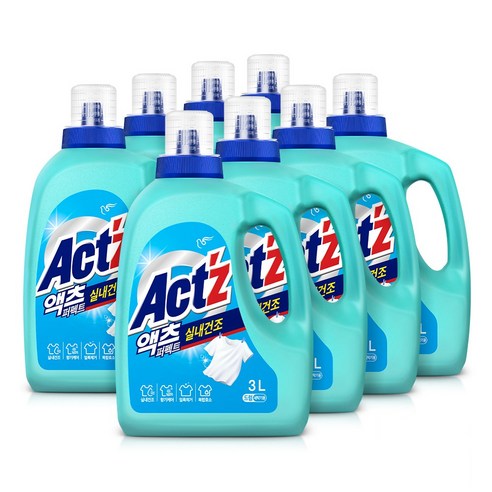 액츠 퍼펙트 실내건조 드럼용 액상세제 본품, 3L, 8개