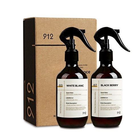 912 멀티 스프레이 드레스퍼퓸, 블랙베리&화이트블랑, 250ml, 2개