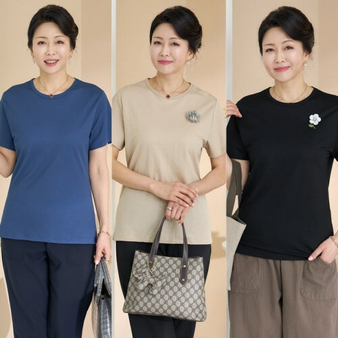 [엄마옷 로즈맘] 디어베이직인견라운드티셔츠