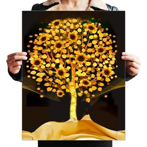 FASEN 액자 캔버스형 보석십자수 DIY 키트 40 x 50 cm, FAN48.금전수 돈나무, 1세트